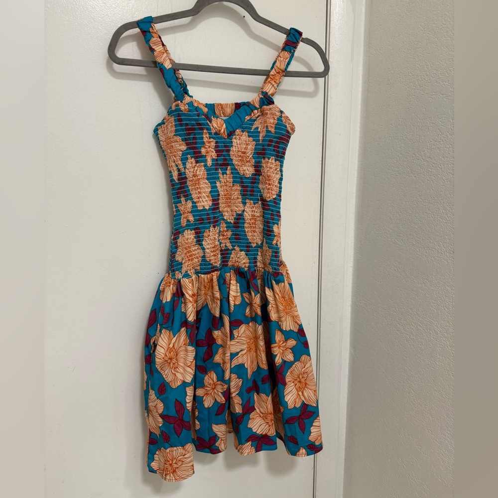 Autumn Adeigbo Cassie Floral Smocked Bodice Fit & Flare Sundress Size 4 - Picture 2 of 10